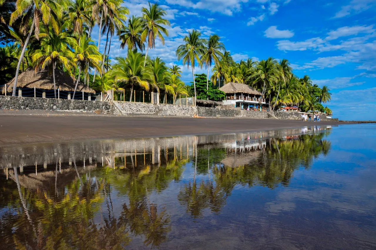 Black-sand beach near San Salvador
