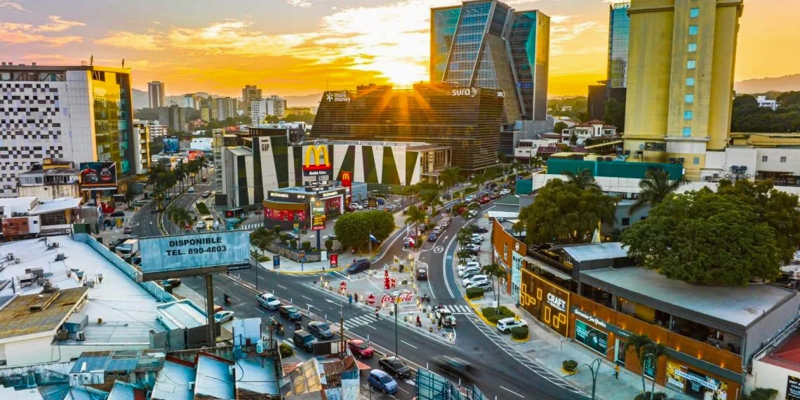 San Benito district at sunset